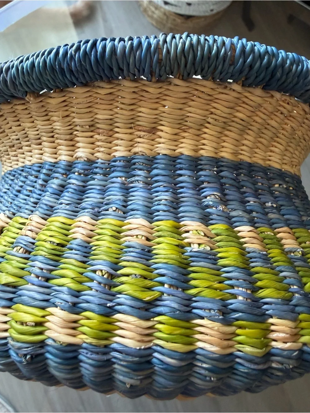 Handmade Ghana Bolga Basket Fair Trade Elephant Grass Leather Handle